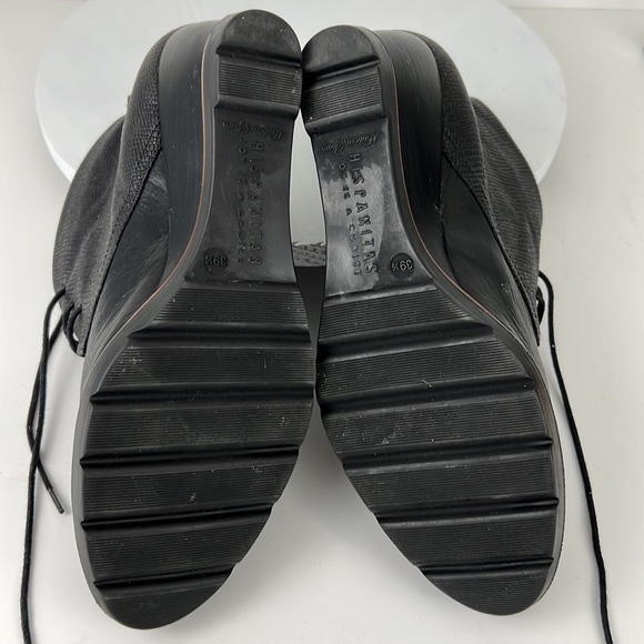 Hispanitas Black Leather Wedge Ankle Boot Booties Size 39.5 US 8.5 - 9 - Picture 10 of 10